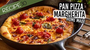 81K views · 536 reactions | Perfect Pizza at home! This Margherita style pan pizza is made from scratch, including the sauce all using only one pan. A pizza needs a lot of heat and a hot base so the dough can brown or toast underneath. Not everyone has a pizza oven at home and not everyone has an oven stone. However most people own a frying pan. GET RECIPE HERE: www.recipe30.com | Recipe30 | Facebook