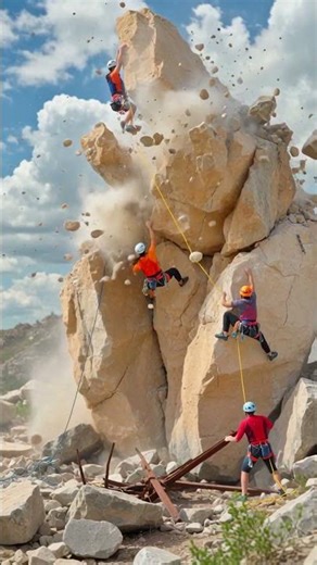 Massive Explosion Topples Rock Spire onto Climbers VFX | CDVFX00051 #shorts #MegaDisaster