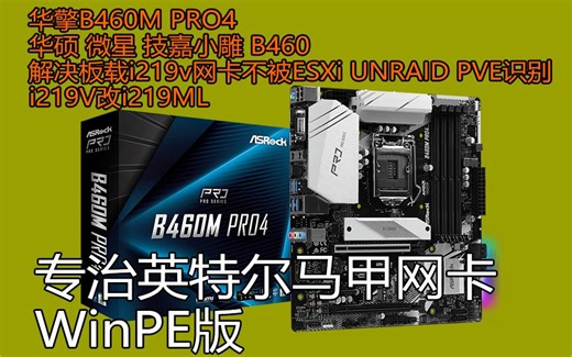 华擎 华硕 技嘉 微星z490 B460 b560 板载i219v不认网卡 ESXi UNRAID PVE 黑群晖 不识别解决 i219V改i219ML PE版