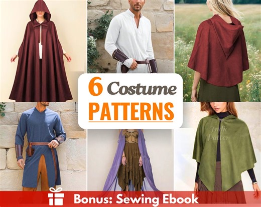 Costume Sewing Patterns Bundle, Cloak Patterns, Cape Patterns, Costume Patterns, Renaissance Fair Pattern, Medieval Patterns Cosplay - Etsy
