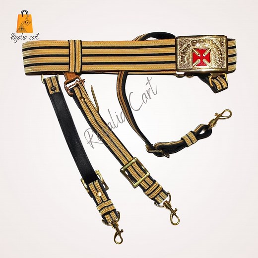Knights Templar Sword Belts, Masonic Templar Past Grand Commander Black & Gold Regalia Belt With Red Cross Adjustable Best Quality Buckle - Etsy