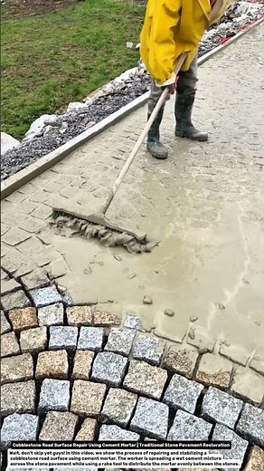 Cobblestone Road Surface Repair Using Cement Mortar | Traditional Stone Pavement Restoration.