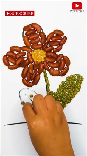 Flower Drawing coloring with Seeds | Simple Seed Art Craft #shorts #craft #tiktok