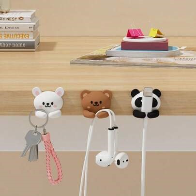 1/3pcs Cute Multifunctional Desktop Cable Organizer With Hooks And Clips, Suitable For Mouse/Headphone Cords, Data Cables, Tidy Tool For Desk And Drawer Storage, Minimalist Hook, Compact Holder, Clips, Smooth Surface, Headphone Storage Box, Cable Stand, Office Use, Efficient Workspace Setup, Multipurpose Hooks | SHEIN