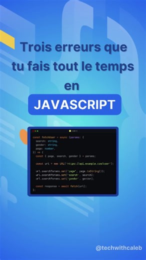 ⚡️ Trois erreurs que tu fais tout le temps en JavaScript ! Es-tu sûr de ton code JavaScript ? Dans cette vidéo rapide, je te lance un défi : identifier et corriger trois erreurs courantes qui pourraient ruiner tes URLs sans que tu le saches. Découvre comment un simple caractère ou une mauvaise pratique peut casser ta connexion à une API ou déformer une requête web. Je te montre les pièges à éviter et comment les corriger de manière simple et efficace. Apprends à utiliser le constructeur 'URL' po