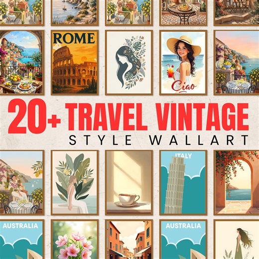 Vintage Travel Posters Set, Amalfi Coast Wall Art, Mediterranean Printable Decor - Etsy