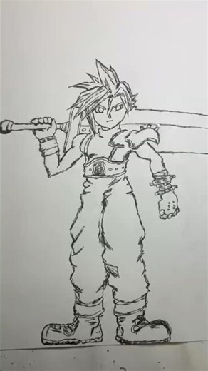 #drawing #aprendiendoadibujar #cloudstrife #finalfantasy #finalfantasyvii #shorts