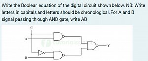 Write the Boolean equation of the digital circuit shown below. ... | Filo