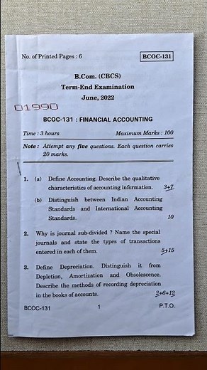 BCOC131 | FINANCIAL ACCOUNTING | B.com.(CBCS) | IGNOU | Term end examination June 2022