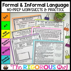 Formal and Informal Language Worksheets, Practice & Activities