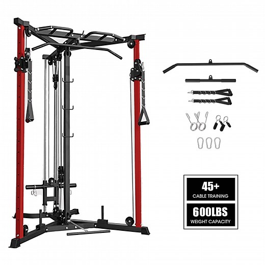 Syedee Functional trainer Cable Crossover Machine, 600LBS Weight Capacity Cable Stations with 17 Adjustable Positions, Multi-Grip Pull-Up Bars, Compact Cable Exercise Machine for Home Gym - Walmart.com