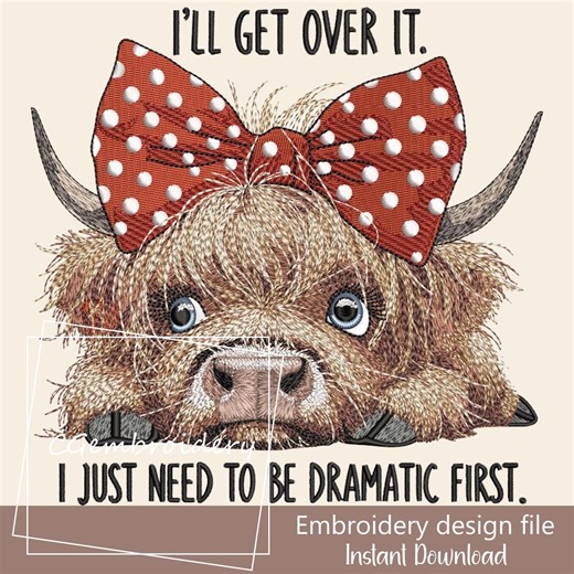 Funny Cow Embroidery Design Apparently, Dramatic Cow Embroidery File Machine Embroidery Sarcastic Embroidery Pattern, Farm Embroidery - Etsy