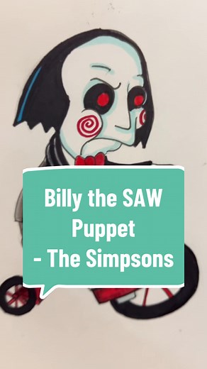 Drawing Billy, the puppet from the SAW movies in different animation styles! Day six: The Simpsons #Billy #BillyThePuppet #Saw #X #TheSimpsons #HomerSimpsonHorrorMovies #Horror #HorrorMovie #HorrorArt