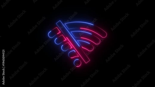 Neon, Glowing, Colorful No internet connection icon animation. No Wi-Fi connection with icon motion.