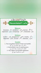 English to Urdu Word meaning, Reconciliation meaning in Urdu. #englishtips #learning #English | Trendy English Urdu
