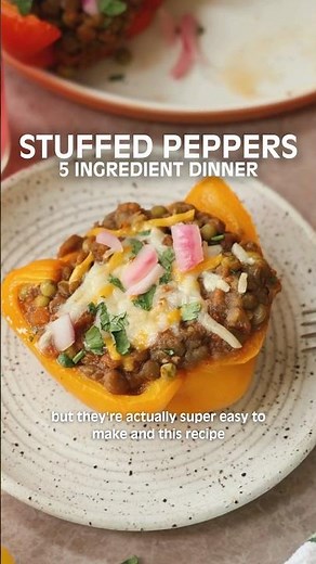Easy wholesome dinner! 5 ingredient stuffed peppers