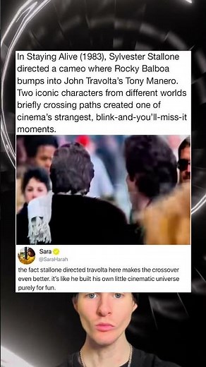 In Staying Alive (1983), Sylvester Stallone directed a cameo where Rocky Balboa bumps into