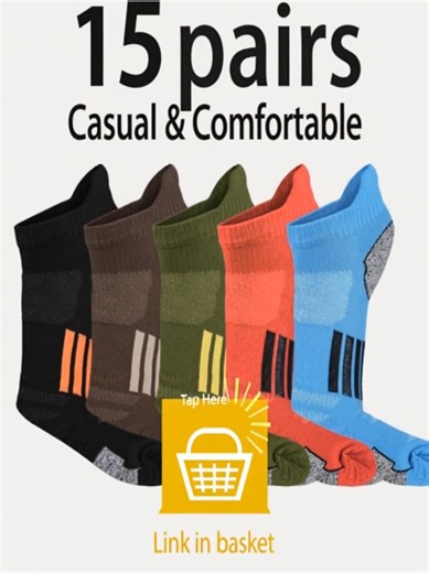 Men's Colorblock Ankle Socks 15 pairs #socks #tiktokmademebuyit #spotlightfinds #flashsale #foryoupage❤️