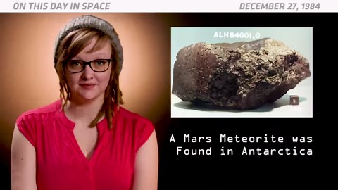 On Dec. 27, 1984, a Mars meteorite was found in Antarctica. Discover more space history 👉 https://trib.al/fiyrTl9 The meteorite, known as Allan Hills 84001, was found in Allan Hills, which is a group of hills in Antarctica. It was found by an American team of meteorite hunters from a National Science Foundation program called ANSMET, which stands for the Antarctic Search for Meteorites. Weighing in at just over 4 lbs., this space rock is considered to be one of the oldest Martian meteorites eve