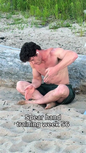 Week 56: my hands are acclimating to the sand, striking it no longer hurts. Shadowboxing and flowing in the sand is surprisingly challenging. Sand absorbs and shifts with the power from my footwork, so I have to be extra balanced to move effectively. This will transfer over to more efficient movement on stable surfaces.