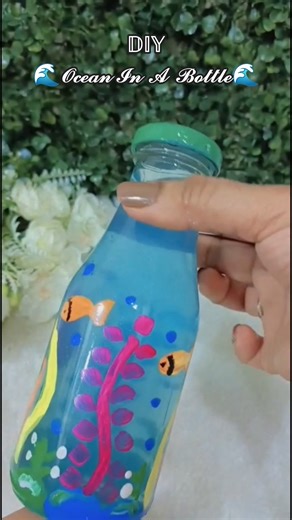 DIY Ocean In A Bottle 🌊 | Easy Glass Bottle Painting #shorts