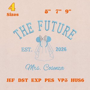 Personalized Minnie Bride Veil Embroidered, the Future Mrs, Bachelorette Party Gift, Bride to Be Engagement Embroidery - Etsy