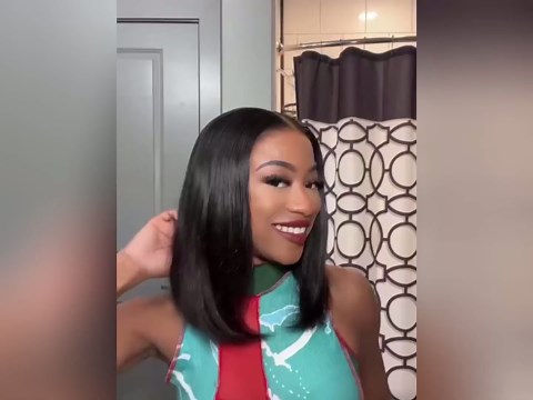 Bob Glueless Wigs Human Hair Pre Plucked Pre Cut 6x4 HD Transparent Lace Front Wigs Human Hair 150% Density Wear and Go Short Straight Wigs for Black Women No Glue Lace Closure Wigs 12 Inch