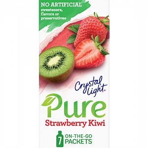 Crystal Light Pure Strawberry Kiwi Powder Drink Mix Singles with No Artificial Sweeteners, 7 ct On-the-Go Packets