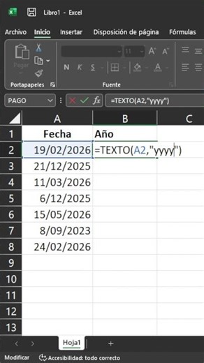 Excel te dice el año automáticamente
