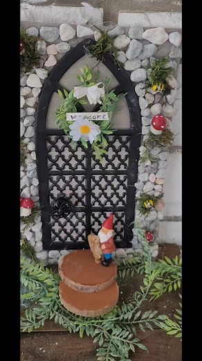 2.7K views · 153 reactions | Diy Fairy Garden Door Here's the fairy door I did. I love the colors and stonework. You think it came out cute? I think I captured a mossy fairy atmosphere. #easydiy #trashtotreasure #creativy #dollortreecrafts #fairy #fairygarden #passionatepaintedlady | The Passionate Painted Lady | Facebook