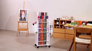 Gift Wrapping Paper Organizer Storage, Rolling Gift Wrap Storage Stand, Vertical Wrapping Paper Storage Cart, Ribbon Organizers, 12 PCS Slap Bracelets, Adjustable Rod Design, White