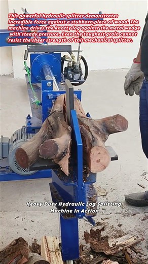 Heavy Duty Hydraulic Log Splitting Machine In Action