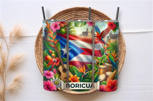 Puerto Rico Flag Tumbler Wrap: Boricua Pride Sublimation Design (PNG Digital Download) - Etsy