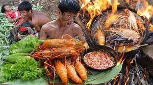 8M views · 152K reactions | Primitive Technology Eating Delicious In Jungle Cooking Lobster Near the River- Kitty Recipe | Kitty Recipe | Facebook