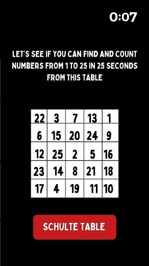 Schulte Table - Brain Games #braintest #puzzle #games #mindsgame