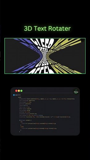Make 3D Rotating Text Animation in CSS | HTML CSS 3D Text Rotator Tutorial #shorts #shortsfeed