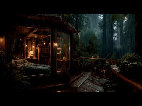 Gentle Rain and Wind Through Trees 🌧 | Forest Cabin Sounds for Calm & Focus