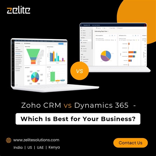 Zelite Solutions on Instagram: "Zoho CRM vs Dynamics 365 - Which Is Best for Your Business? Choosing the right CRM isn’t just about features, it’s about finding the right fit for your growth, integrations, and future roadmap. - Our latest blog breaks down: - Key differences in scalability, AI, and analytics - Cost & ecosystem comparison - Which CRM fits your business type best Read the full comparison:https://zelitesolutions.com/zoho-crm-vs-dynamics-365-which-is-best-for-your-business/ #ZohoCRM