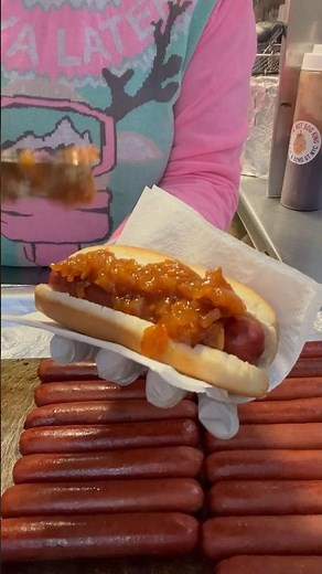 Best Hot Dogs with onions in NYC 🌭#food #nyc #streetfood #hotdog #asmr