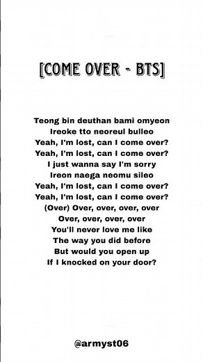 Bts - come over (lyrics)