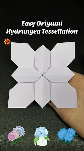 Easy Origami Ideas Paper Flowers Hydrangea Tessellation Craft Tutorial How To Make Fold Step By Step For Kids And Beginners A4 Folding Instructions ASMR #paperflower #origami #papercraft #origamitutorial #asmr