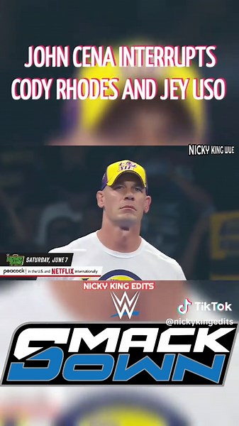 John Cena interrupts Cody Rhodes and Jey uso #wwe #USAnetwork #smackdown #jimmyuso #Johncena #therock #avengers #Nickyking #wrestlemania #prowrestling #wrestling