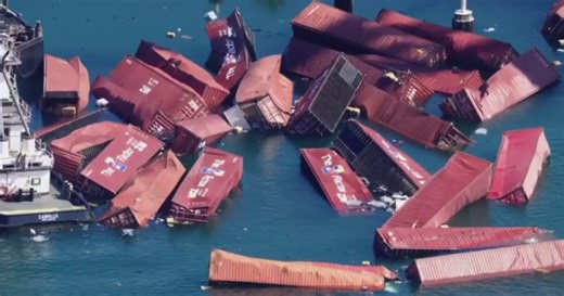 Crews still fishing containers out of Port of Long Beach