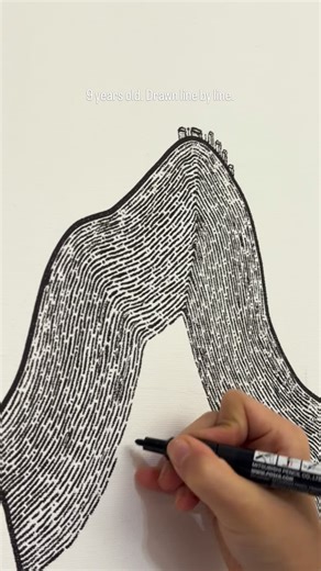 Jayden Ju on Instagram: "Line by line. No shortcuts. This is how Jayden builds his world. 🖤✍️ Hours of patience, thousands of lines. #YoungArtist #ProcessArt #LineArt #DrawingReel #creativeart"