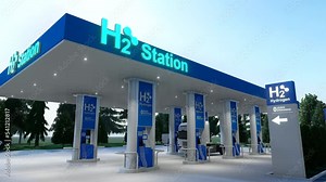 Hydrogen charging gas station. Hydrogen Refueling The Car On The Filling Station For Eco Friendly Transport. 4K Ultra Hd.