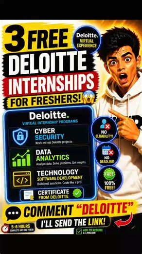 3 FREE Deloitte Virtual Internships for Freshers 🚀