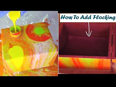 Acrylic Pour on a Cigar Box || How To Add Flocking to a Decorative Box | Abstract Art on a Box