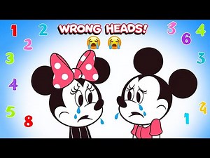 MICKEY MOUSE IS SO SAD! 😭 MINNIE MOUSE WRONG HEADS! Learn Numbers with Disney! 🔢