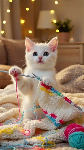 Sweater Bunti Hui Cute Billi 🐱🧶 | Cat Knitting Video | Adorable & Funny Cat Moments #shorts