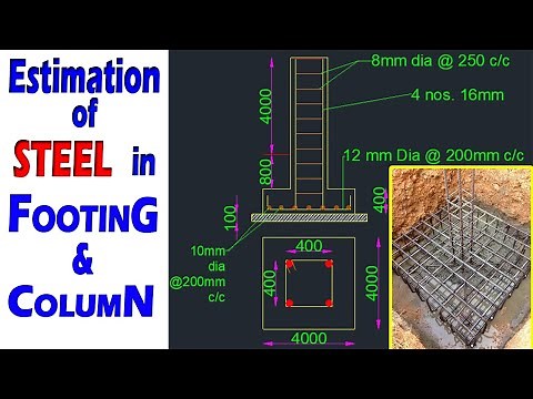 Estimation of steel in footing and column | how to calculate quantity of steel in footing and column